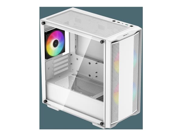 DeepCool CC360 WH ARGB - FT - mini ITX - genomskinlig sidopanel (härdat glas) - ingen strömförsörjning (ATX / PS/2) - vit - USB/ljud