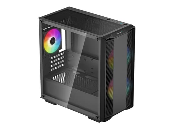 DeepCool CC360 ARGB - Tower - mini ITX - genomskinlig sidopanel (härdat glas) - ingen strömförsörjning (ATX / PS/2) - svart - USB/ljud