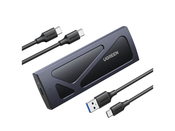 Ugreen 15512, SSD-kabinett, M.2, 10 Gbit/s, USB-tilkobling, Sort, Grå Sort, Grå