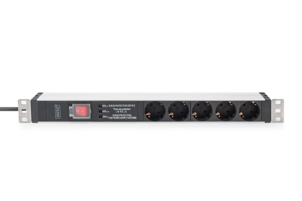 DIGITUS - Strømfordelerenhet (kan monteres i rack) - AC 230 V - 3600 VA - enkeltfase - inngang: power CEE 7/7 - utgangskontakter: 5 (power CEE 7/3) -