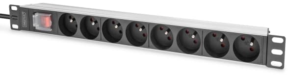 DIGITUS - Effektband (kan monteras i rack) - aluminiumprofil och switch - AC 250 V - 4000 Watt - ingång: power CEE 7/7 - utgångskontakter: 8 (8 x CEE