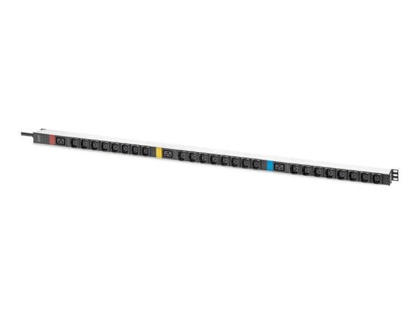 DIGITUS - Strømfordelingslist - 16A - AC 230 - 400 V - 4000 watt - 11000 VA - 3-faset - inngang: IEC 60309 - utgangskontakter: 27 (3 x IEC 60320 C19, Sort