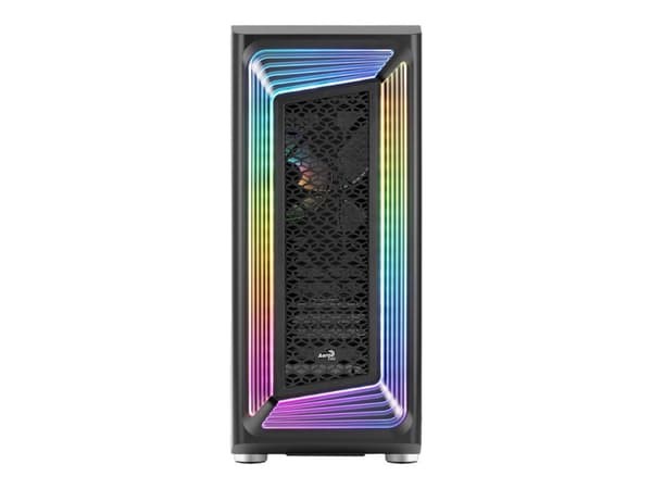 AeroCool Interstellar-G-BK-v1 - Mid tower - ATX - genomskinlig sidopanel (härdat glas) - ingen strömförsörjning (ATX) - svart - USB/ljud