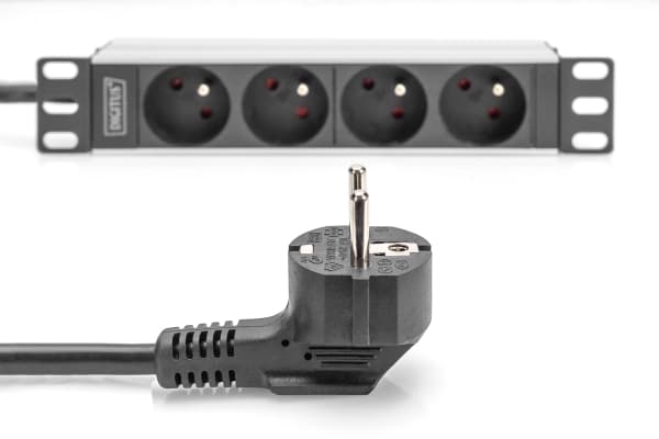 DIGITUS - Strømfordelerenhet (kan monteres i rack) - AC 230 V - 4000 watt - inngang: power CEE 7/7 - utgangskontakter: 4 (CEE 7/5) - 1U - 10" - 2 m k