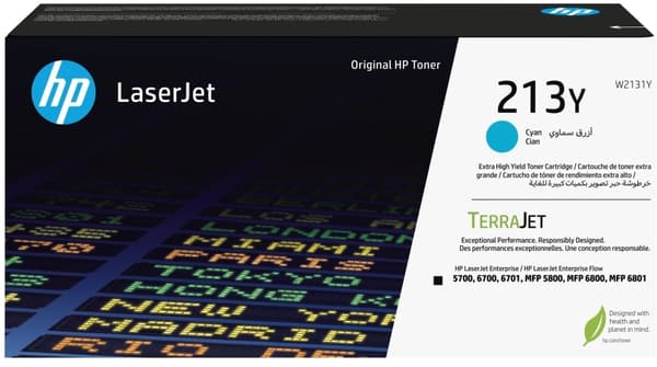 HP 213Y - Ekstra høy ytelse - cyan - original - LaserJet - tonerpatron (W2131Y) - for Color LaserJet Enterprise 5700dn, 6700dn, MFP 6800dn; DesignJet