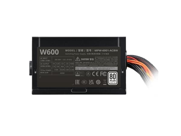 Cooler Master Elite NEX W600 - Strømforsyning (intern) - ATX12V 2.41/ EPS12V - 80 Plus White - AC 200-240 V - 600 watt - aktiv PFC