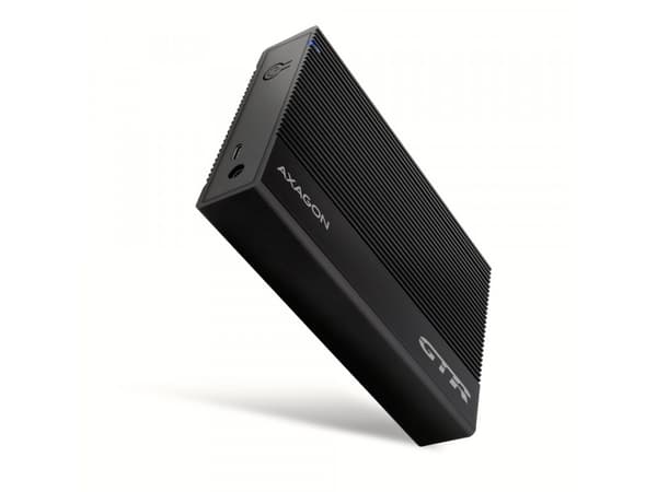 AXAGON EE35-GTR USB-C 3.2 Gen 1 - SATA 6G, 3,5" ekstern harddiskkabinett, ribbet - svart Sort