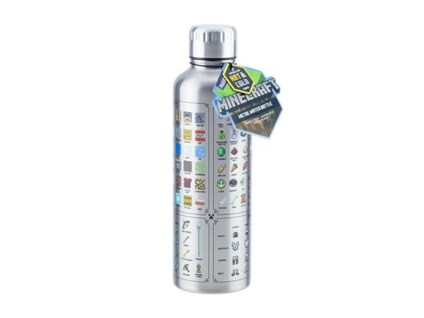 Paladone Minecraft Metal Water Bottle, 500 ml, Daglig bruk, Rustfritt stål, Rustfritt stål, Skrulokk, Rustfritt stål