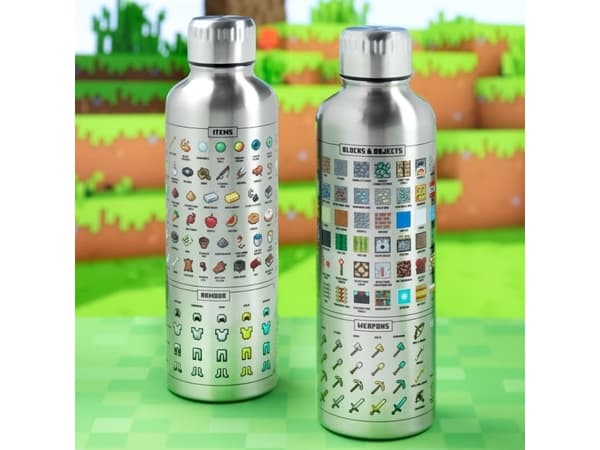 Paladone Minecraft Metal Water Bottle, 500 ml, Daglig bruk, Rustfritt stål, Rustfritt stål, Skrulokk, Rustfritt stål