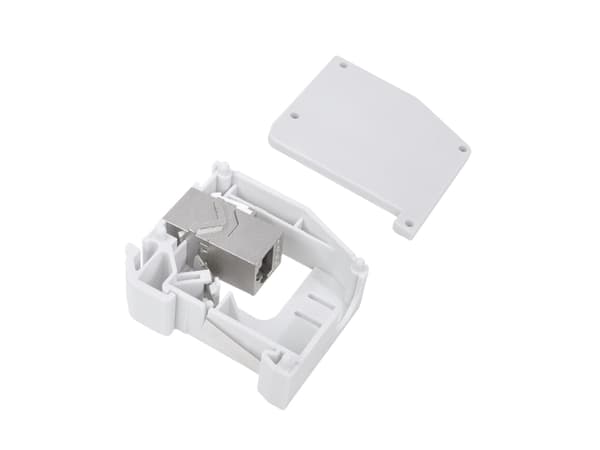LogiLink DIN-skinneadapter med 1 Keystone-modul, lysegrå for 2x RJ45-moduler Cat.6A, laget av plast, med jordingsfjær - 1 stk (MP0056)