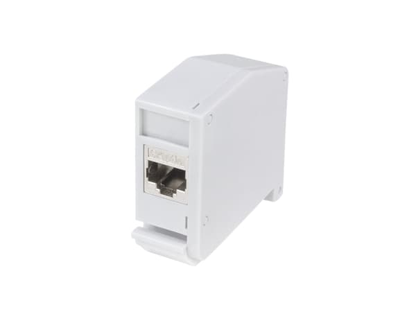 LogiLink DIN-skinneadapter med 1 Keystone-modul, lysegrå for 2x RJ45-moduler Cat.6A, laget av plast, med jordingsfjær - 1 stk (MP0056)
