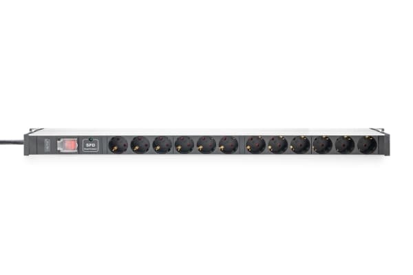 DIGITUS - Kraftdistributionsenhet (kan monteras i rack) - AC 230 V - 3600 VA - 1-fas - ingång: power CEE 7/7 - utgångskontakter: 12 (power CEE 7/3) -