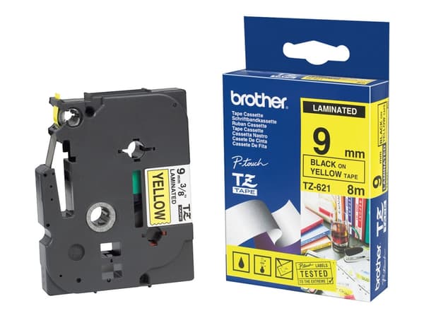Brother - Rulle (0,9 cm x 8 m) 1 kassett(er) bandlaminat - för P-Touch PT-1010, 1080, 1250, 1290, 1400, 1650, 18, 1830, 1950, 220, 2430, 2700, PT-GL-