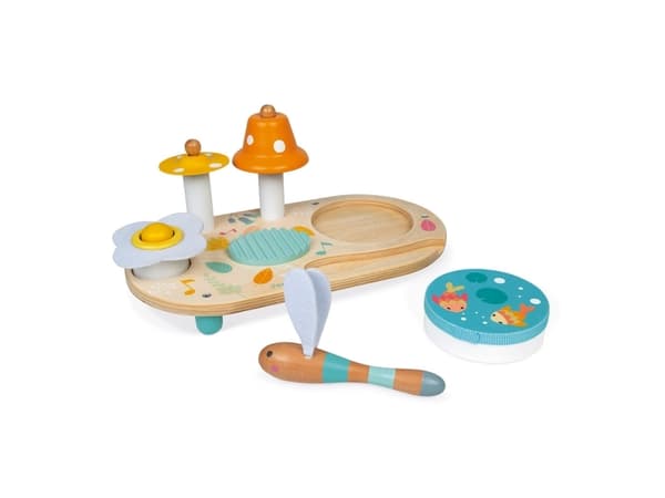 JANOD J05164, Musikalsk lekesett, Ringeklokke, Cymbal, Risteinstrument, Tamburin, 1 år, Flerfarget