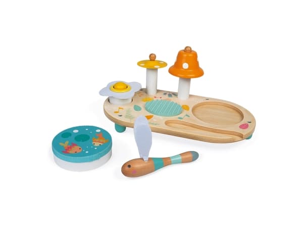 JANOD J05164, Musikalsk lekesett, Ringeklokke, Cymbal, Risteinstrument, Tamburin, 1 år, Flerfarget