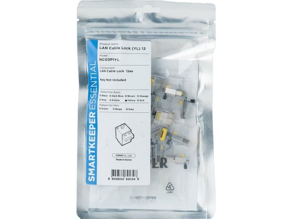 Smartkeeper NC03P1YL, Portblokker, RJ-45, Gult, 1 stykker, Polybag, 130 mm
