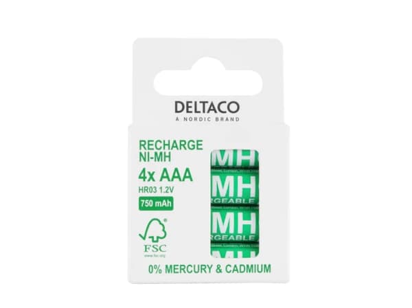 DELTACO Ultimate - Batteri 4 x AAA / LR03 - NiMH - (ladbare) - 750 Wh - grønn