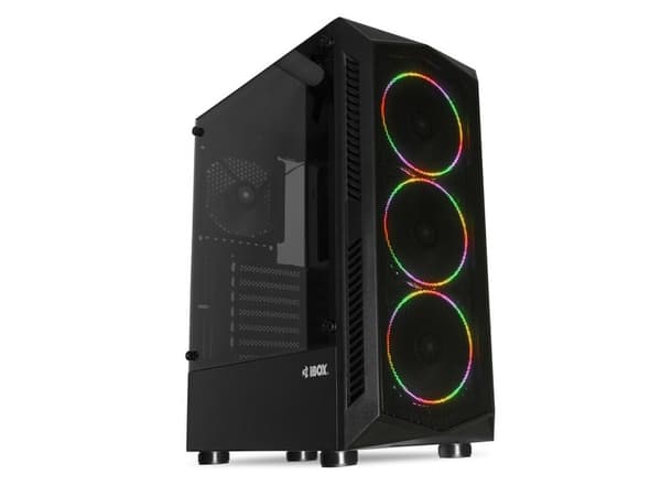 iBOX LUPUS 27 - Tower spel - ATX - genomskinlig sidopanel (härdat glas) - ingen strömförsörjning - svart - USB/ljud
