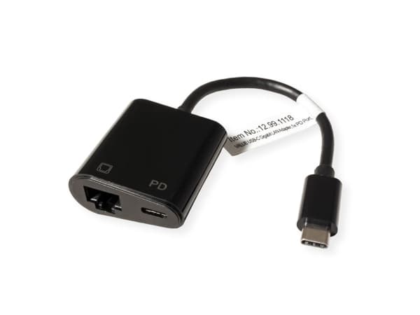 Value 12.99.1118, Langallinen, USB Type-C, Ethernet, Musta