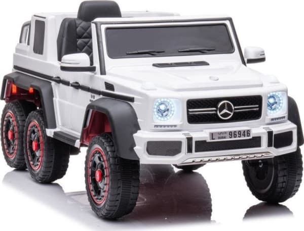 Lean Cars Yhden hengen sähköauto lapsille 6x6 Mercedes Benz G63, valkoinen