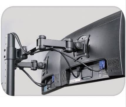 TECHly - Monteringssett (skrivebordsklemmemontering, dobbeltskjermsmonteringsarm) - for 2 LCD-skjermer - svart - skjermstørrelse: 13"-27"