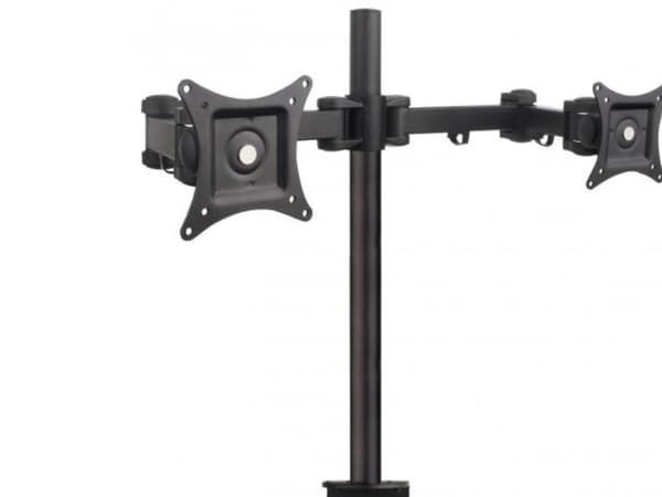 TECHly - Monteringssett (skrivebordsklemmemontering, dobbeltskjermsmonteringsarm) - for 2 LCD-skjermer - svart - skjermstørrelse: 13"-27"