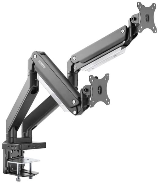 SpeaKa Professional SP-MM-830 Dobbelt Skærm-bordslag 43,2 cm (17) - 88,9 cm (35) Integreret dockingstation, Gastryk-teknologi, Kan vippes, Kan svinge