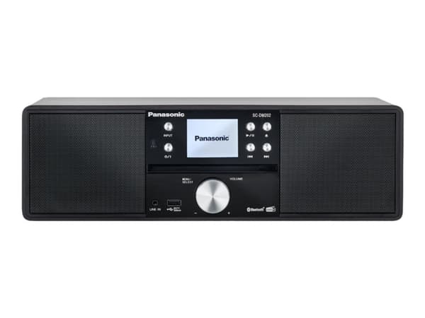 Panasonic HiFi Micro Anlage DAB+ SC-DM202EG-K schwarz mit Bluetooth, Kodin mikroaudiojärjestelmä, Musta, Etu, Kiina, 24 W, Koko alue musta