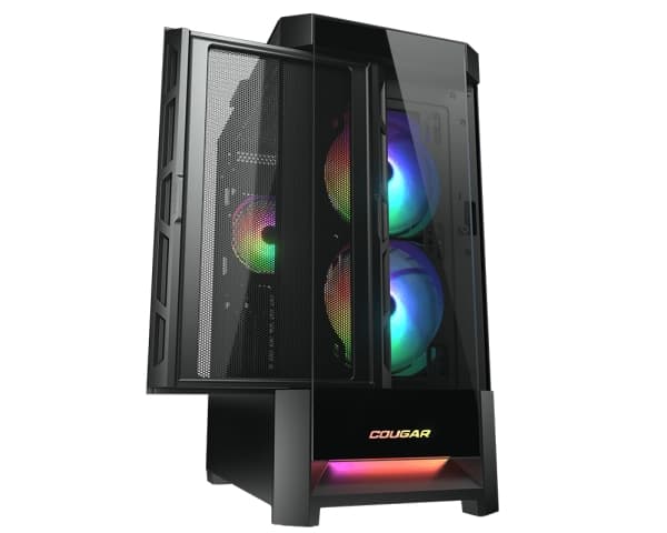 COUGAR Gaming CGR-5ZD1B-RGB, Midi Tower, PC, Svart, ATX, CEB, EATX, micro ATX, Mini-ITX, Metall, Multi