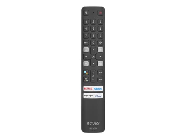 Savio RC-15 universal remote control/replacement for TCL SMART TV, TV, IR Kabelfri, Trykknapper, Sort