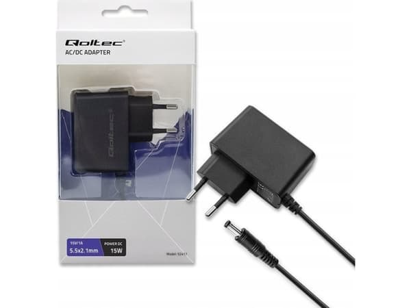 Qoltec - Premium - strømadapter - 15V, 1A, 5.5*2.1 - AC 220-240 V - 15 watt