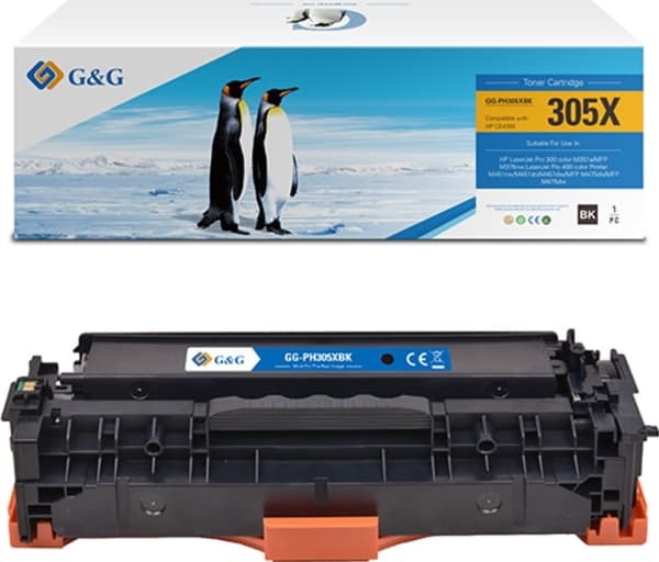 G&amp;G Svart ersättningstoner 305X (NT-PH305XBK(CE410X))