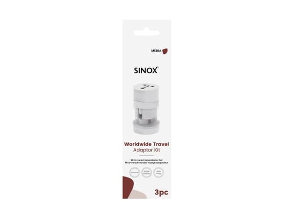 Sinox rejseadapter. Hvid