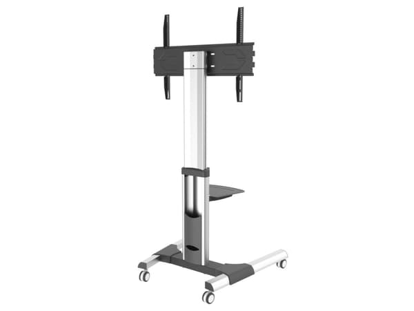 Techly Floor Stand with Shelf Trolley TV LCD/LED/Plasma 50-92", 2.34 m (92"), 600 x 400 mm, 800 x 600 mm, -8 - 8°, Metal, Silver