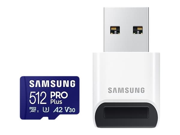 Samsung PRO Plus MB-MD512SB - Flashminnekort - 512 GB - A2 / Video Class V30 / UHS-I U3 / Class10 - microSDXC UHS-I - blå