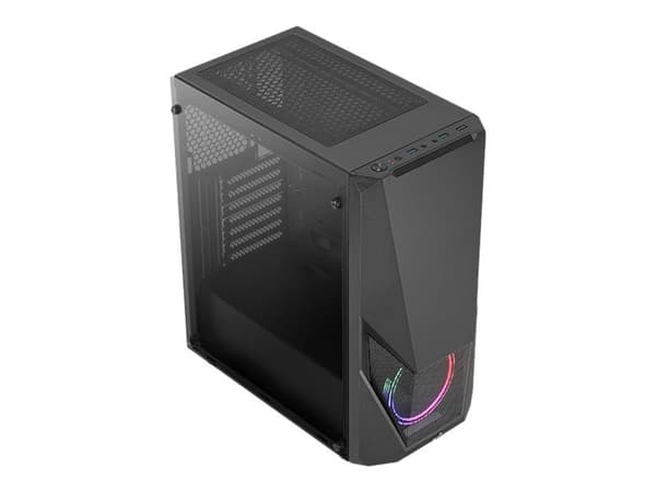 AeroCool Zauron - Tempered Glass Edition - mid tower - ATX - genomskinlig sidopanel (härdat glas) - ingen strömförsörjning (ATX) - svart - USB/ljud Svart