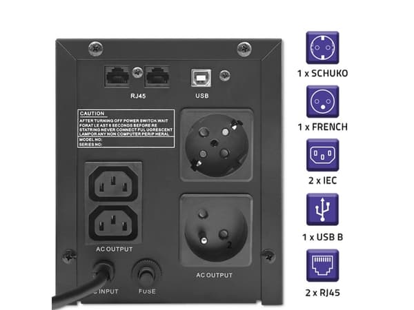 Qoltec UPS | Monolith | 2000VA | 1200W | LCD | USB