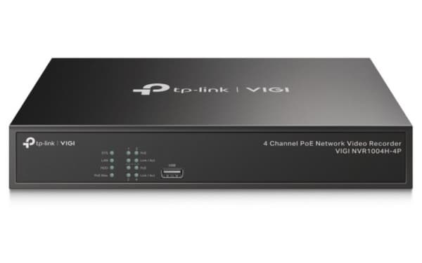 TP-Link VIGI NVR1004H-4P, 4 kanavaa, 3840 x 2160 pikseliä, 720p, 1080p, 2160p, 3840x2160,1920x1080, 1680x1050, 1440x900, 1280x1024, 1024x768, 1280x72