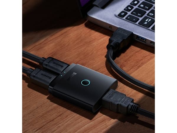2-i-1 4K 60Hz toveis HDMI-adapter med innebygd 1m kabel Baseus AirJoy - svart