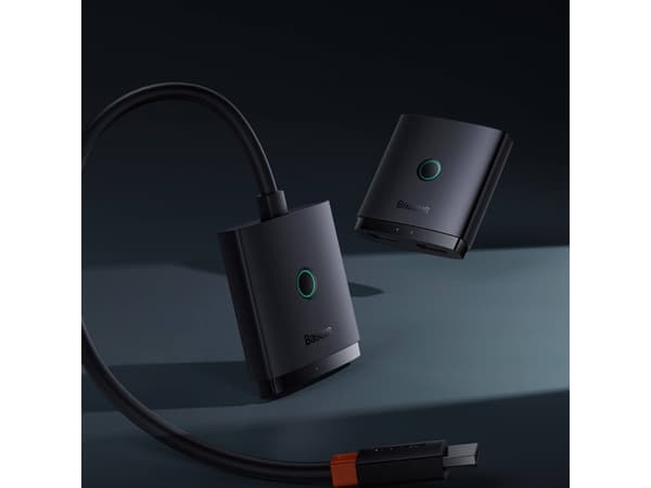 2-i-1 4K 60Hz toveis HDMI-adapter med innebygd 1m kabel Baseus AirJoy - svart