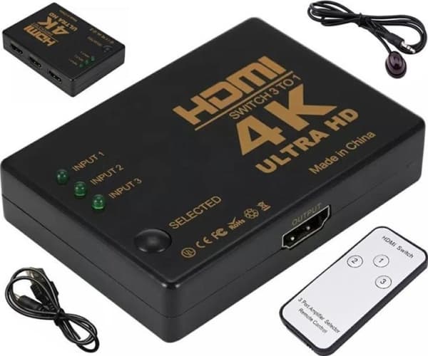 Aptel HDMI 3-port typ A-splitter +pilot svart HD28D