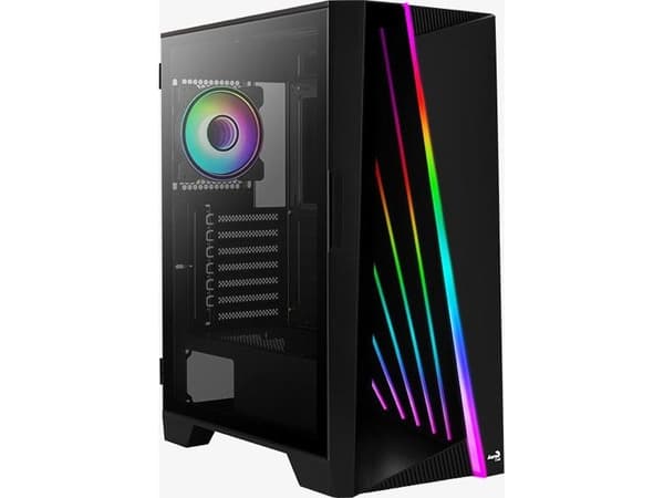 Aerocool Mirage, Midi Tower, PC, Svart, ATX, micro ATX, Mini-ITX, ABS, SPCC, Härdat glas, Blå, Grön, Röd Svart