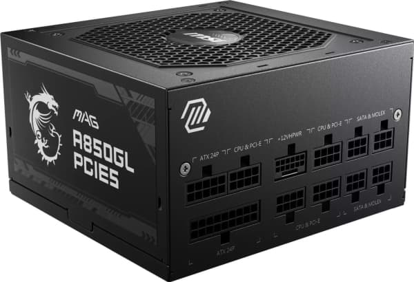 MSI MAG A850GL PCIE5 - Strømforsyning (intern) - ATX12V 3.0/ EPS12V - 80 PLUS Gold - AC 100-240 V - 850 watt - aktiv PFC