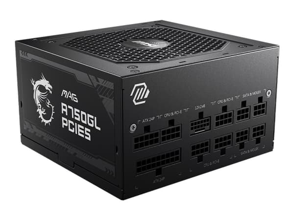 MSI MAG A750GL PCIE5 - Strømforsyning (intern) - ATX12V 3.0/ EPS12V - 80 PLUS Gold - AC 100-240 V - 750 watt - aktiv PFC Sort