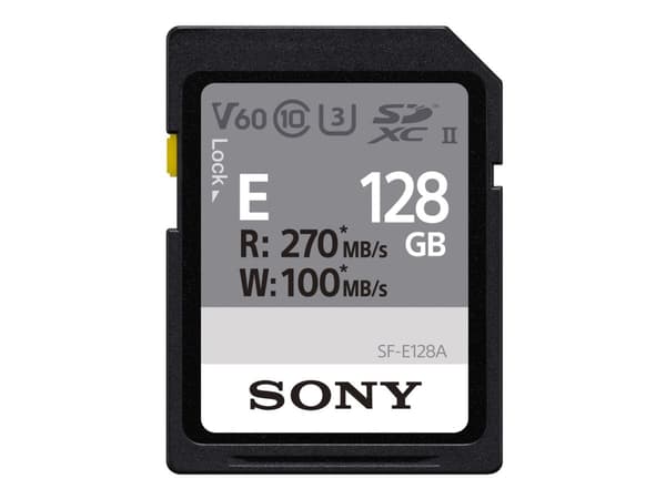 Sony E Series SF-E128A - Flash-minneskort - 128 GB - Video Class V60 / UHS-II U3 / Class10 - SDXC UHS-II