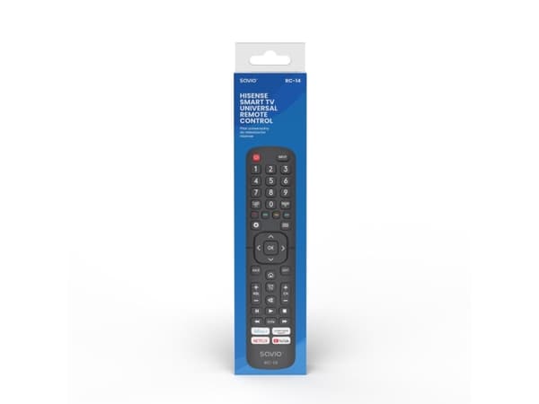 Savio RC-14 Universal remote control/replacement for HISENSE SMART TV, TV, TV-tuner, IR Kabelfri, Trykknapper, Sort