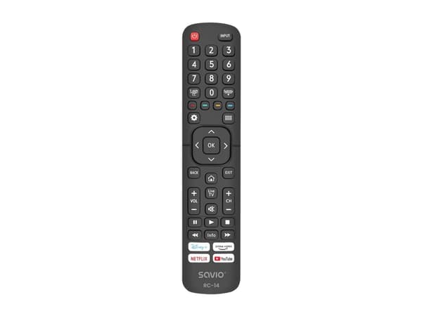 Savio RC-14 Universal remote control/replacement for HISENSE SMART TV, TV, TV-tuner, IR Kabelfri, Trykknapper, Sort