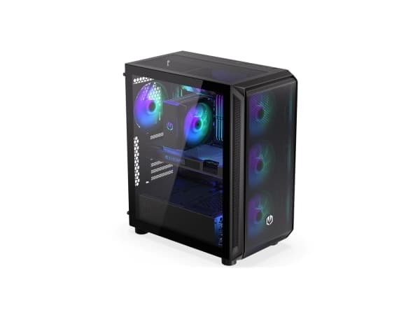 Endorfy Arx 500 ARGB - PC-hölje - ATX - genomskinlig sidopanel (härdat glas) - ingen strömförsörjning (ATX) - svart - USB/ljud