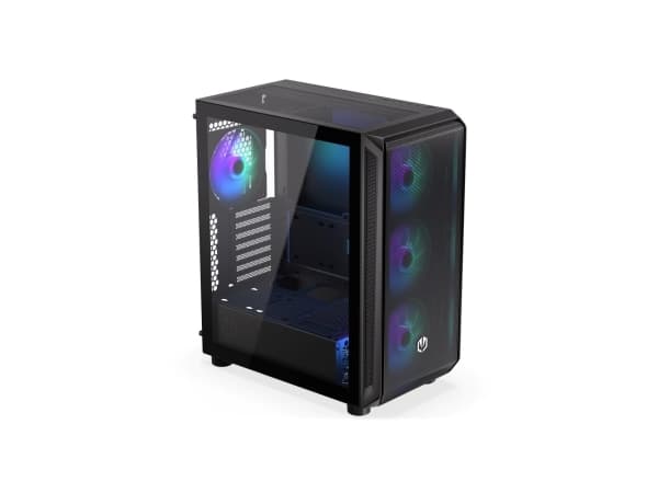 Endorfy Arx 500 ARGB - PC-hölje - ATX - genomskinlig sidopanel (härdat glas) - ingen strömförsörjning (ATX) - svart - USB/ljud
