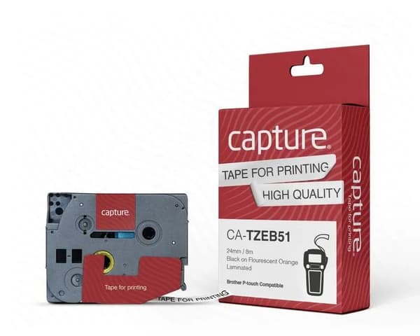 Capture 24mm x 8m musta oranssinhohtoinen teippi (musta)